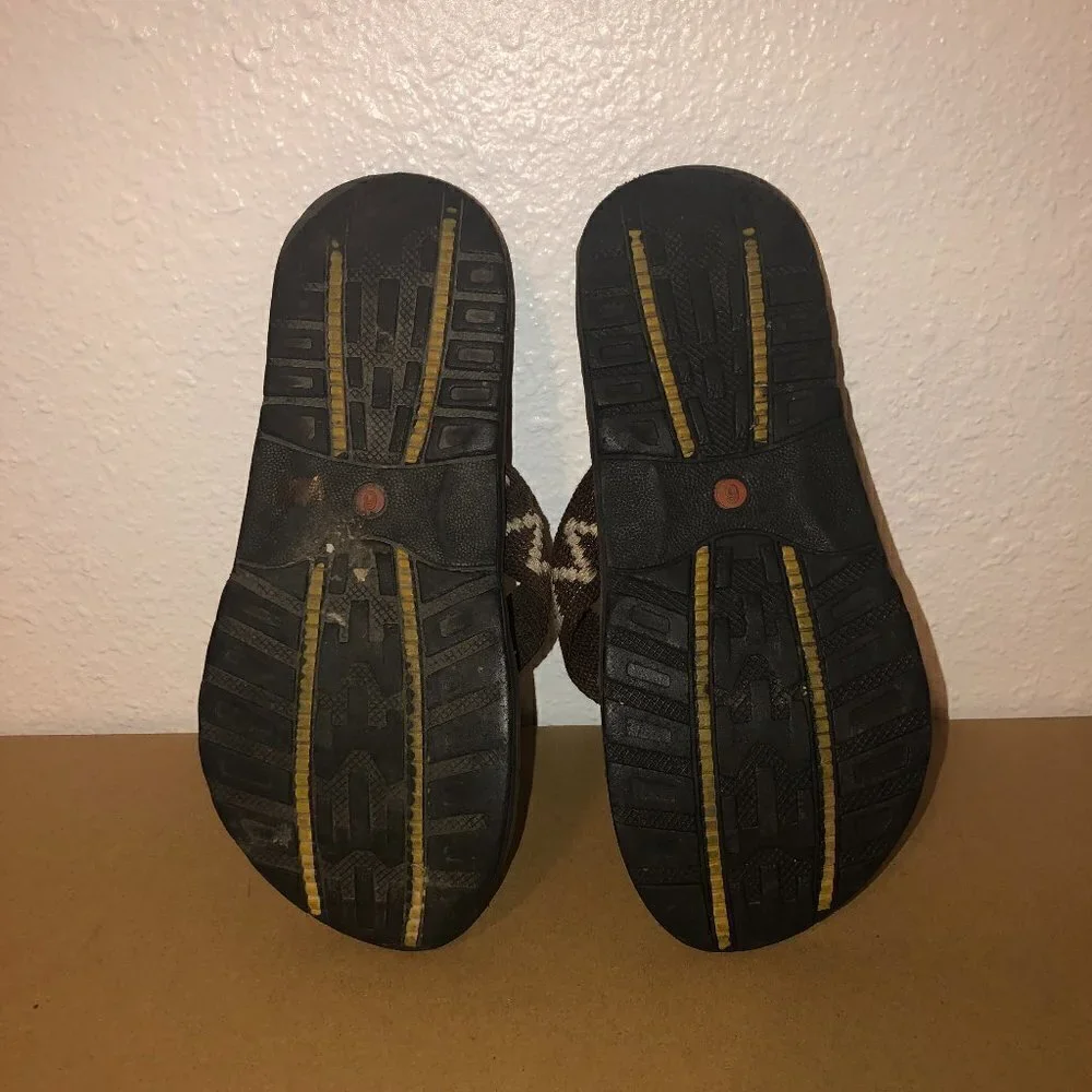 RALPH LAUREN Flip Flop Sandals Men's Size 6 Brown Flag Tag